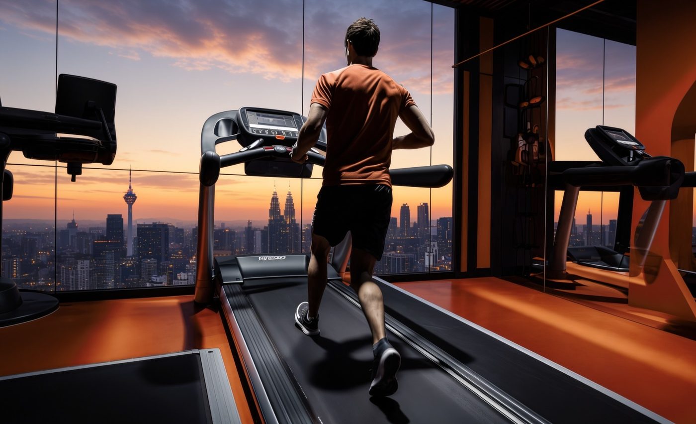 Aloris Sky Gym render with city skyline view