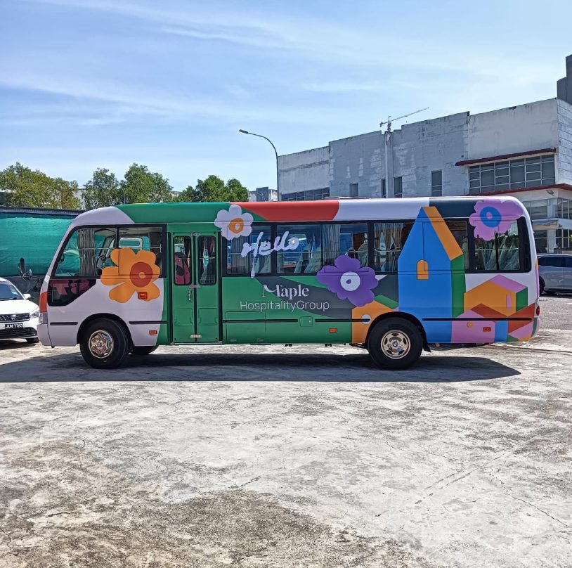 Maple Hospitality Group branded shuttle bus